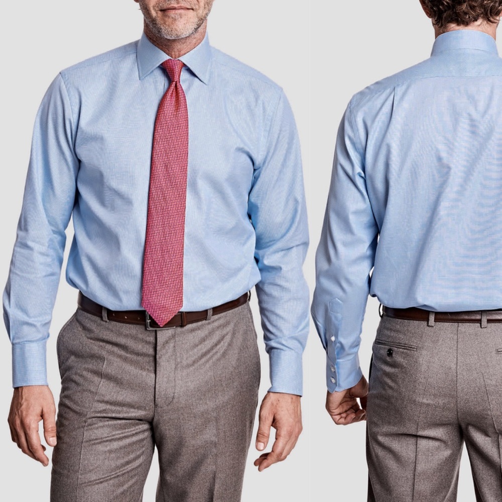 Thomas Pink Puppytooth Blue Collection Dress Shirt